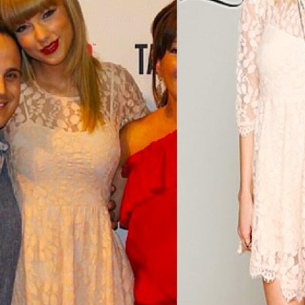 Free People Blush Floral Lace Fit & Flare Dress Size 2 Taylor Swift Worn Style - Picture 3 of 12